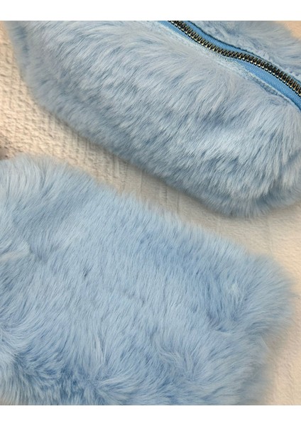 Ponponlu Peluş Mavi Kalem Kutu / Kalemlik / Toparlayıcı /çanta modelleri