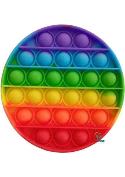 Pop It Push Bubble Fidget Popit Gökkuşağı Renkli Duyusal Stres Oyuncağı(Yuvarlak) M579SS