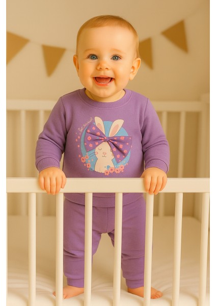 Kız Çocuk Kışlık Eşofman Takımı Sweatshirt Alt Pamuklu Üç Iplik Şardonlu 1-2-3-4 Yaş fiyatları