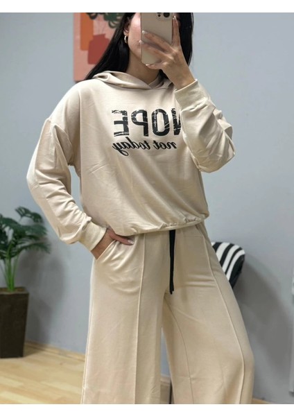 Mdb Kadın Uzun Kollu Nope Baskılı Beli Ribanalı Ikili Takım indirimleri