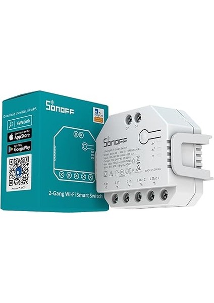 Güç Ölçümlü Wifi Akıllı Perde Anahtarı Tüv Sertifikalı, Dualr3 Çift Röle Dıy Perde, Panjur, Panjur, Iki Yönlü Akıllı Anahtar, Alexa ve Google Home ile Çalışır (1 Paket)