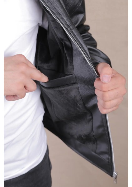 Oversize Rahat Kalıp Cep Detaylı Erkek Deri Ceket indirimleri