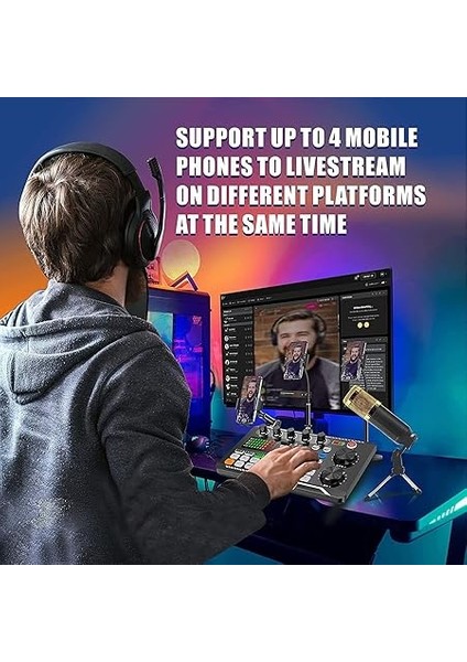 Podcast Mikrofon Paketi, F998 Canlı Ses Kartı Kiti ile BM-800 Kondansatör Mikrofon, Pc Telefon Stüdyo Kaydı ve Yayıncılığı Için Ses Değiştirici ve Mikser F998+SIYAH Mikrofon+Tripod modelleri