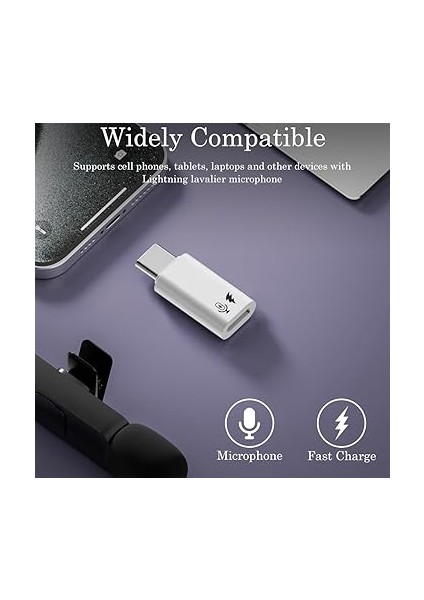 USB C - Lightning Mikrofon Adaptörü (2 Paket), USB C Erkek - Yıldırım Dişi Dönüştürücü Kablosuz Yaka Mikrofon - Beyaz fırsatları
