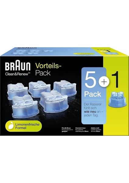 Clean &amp; Renew Elektrikli Tıraş Makinesi Için Yedek Kartuşlar, 5+1'li Paket