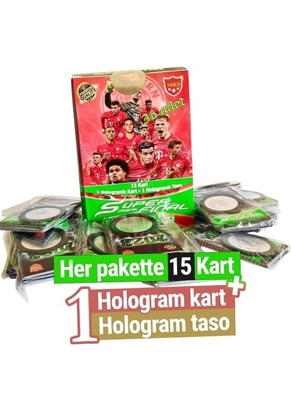 Süper Final Futbolcu Kartları 150 Kart + 10 Hologram Kart + 10 Hologram Taso - 10 Paket Futbol Kart indirimleri