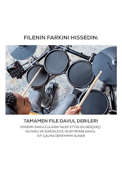 Turbo Mesh Kit - Elektronik Davul Seti, Dijital Bateri, Yeni Başlayanlar Için Sessiz 8 Inç Izgara Pedler, Dersler, 100+ Ses, Bateri Bagetleri ve Bağlantı Kabloları ile fiyatları