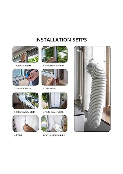 Klima Cihazları Için Pencere Contası, 300 cm Pencere Contası, Esnek Kumaş Contası ve Reii Kilit ve Yapışkan Sabitleme, Mobil Klima Sistemleri Için Kolay Kurulum indirimleri