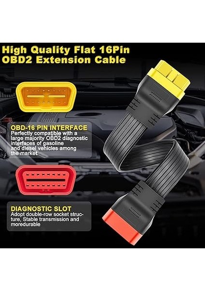 Obd Uzatma Kablo Konnektörü Obd2 Tanılama Kablosu Obdii Kablo Uzatılmış Adaptör Obd2 Uzatma Kablo Uzatma Kablosu Obd 16 Pin 36 cm fiyatları