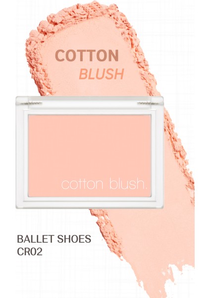 Gün Boyu Kalıcı, Ciltle Bütünleşen, Kadife Dokulu Topaklanmayan Allık Cotton Blusher (Ballet Shoes) fırsatları