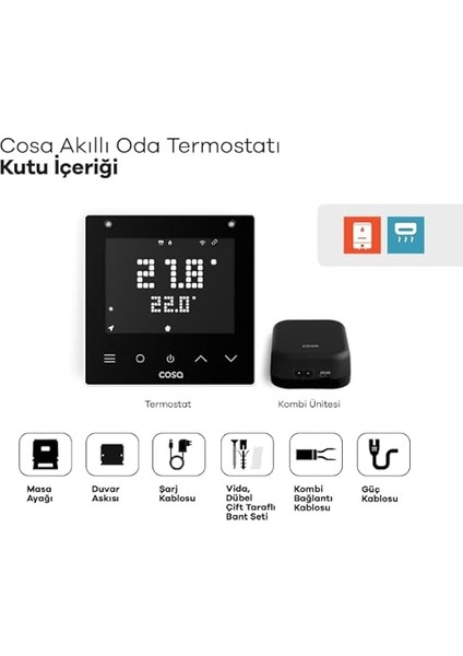 Akıllı Oda Termostatı V5, Wi-Fi Kablosuz Kombi ve Klima Kontrolü, Beyaz fırsatları