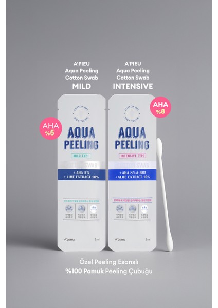 Özel Peeling Esanslı %100 Pamuk Peeling Çubuğu (Yoğun) A'PIEU Aqua Peeling Cotton Swab (Intensive)
