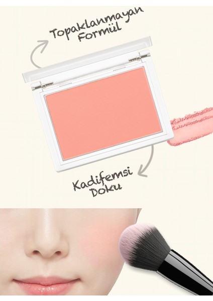 Gün Boyu Kalıcı, Ciltle Bütünleşen, Kadife Dokulu Topaklanmayan Allık Cotton Blusher (My Candy Shop)