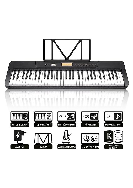 JTK-3600 61 Tuş Hassasiyetli 5 Oktav Org Seti - Siyah fiyatları