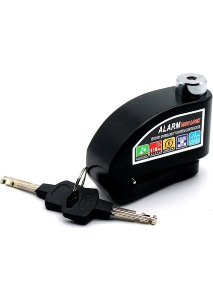 Motosiklet Alarmlı Disk Kilidi Su Geçirmez, Çelik Gövdeli, 110 Db Sesli Güvenlik Kilidi (Anahtarlı)