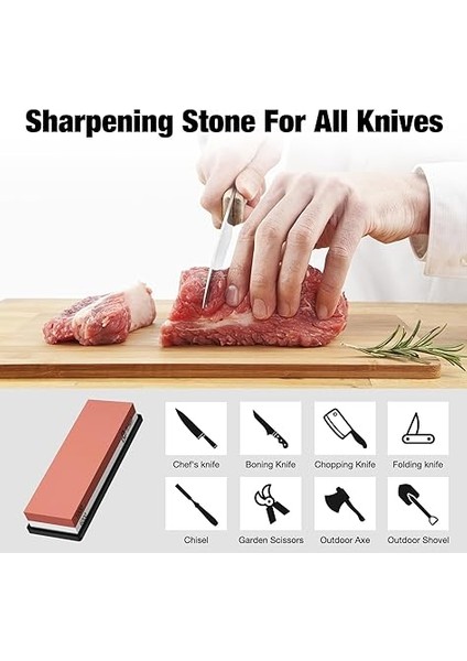 Iohef Bileme Taşı, 1000/6000 Granülasyon Taşı, Profesyonel 2'si 1 Arada Çift Taraflı Bıçak Bileyici, Kaymaz Silikon Tutuculu ve Bıçak Tutuculu, Kırmızı fırsatları