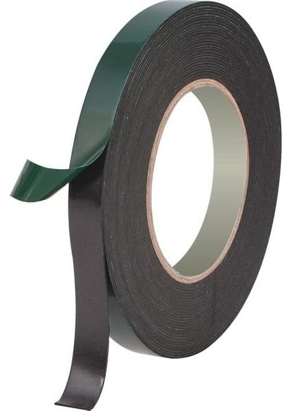 Taraflı Köpük Bant Eva Montaj Bandı 18 mm x 10 Metre, Yeşil/siyah