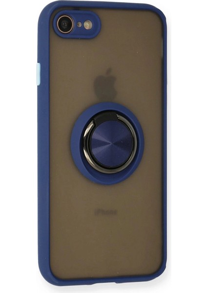 iPhone 7 Kılıf Montreal Yüzüklü Silikon Kapak - Lacivert fiyatları