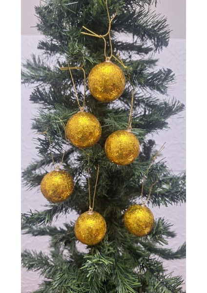 Yılbaşı Ağacı Süsü 4 cm Cici Gold Simli Işıltılı Küre Top Süs Parlak 6 Adet fırsatları