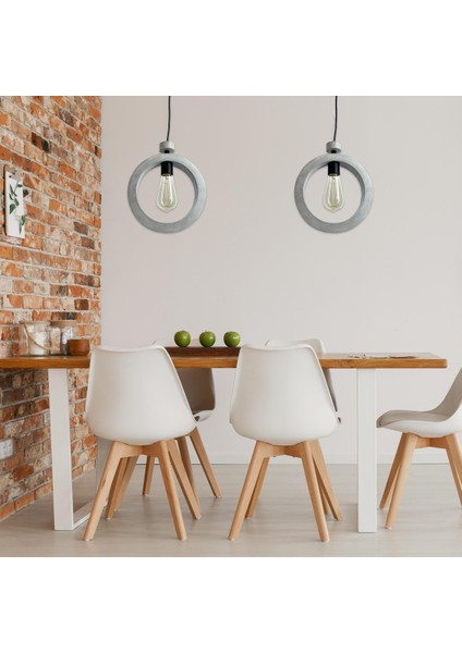 Beton Minimalist Halka Dekoratif Lamba, Iskandinav Tasarım, Tavan Aydınlatma Avizesi, Salon Avizesi