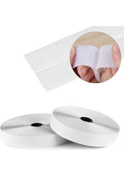 2 cm 25 Metre Cırt Bant Arkası Yapışkanlı Şerit Cırt Cırtlı Bant (Beyaz) indirimleri