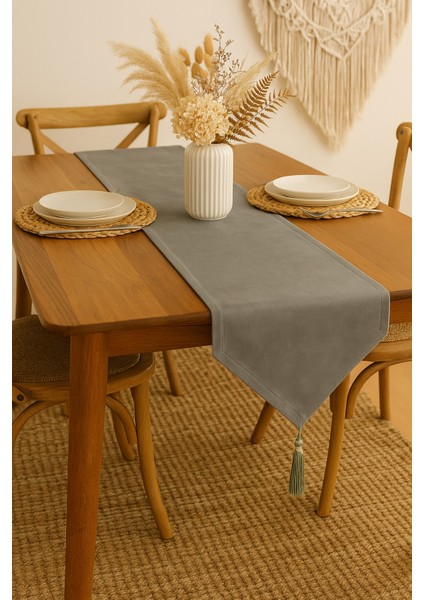 Lüks Runner Masa Örtüsü Rustik Şık Püsküllü Dekoratif Masa Örtüsü 35X150 cm modelleri