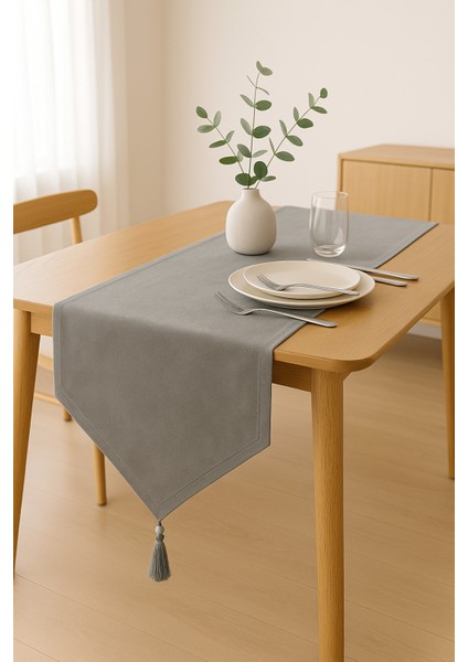 Lüks Runner Masa Örtüsü Rustik Şık Püsküllü Dekoratif Masa Örtüsü 35X150 cm fırsatları