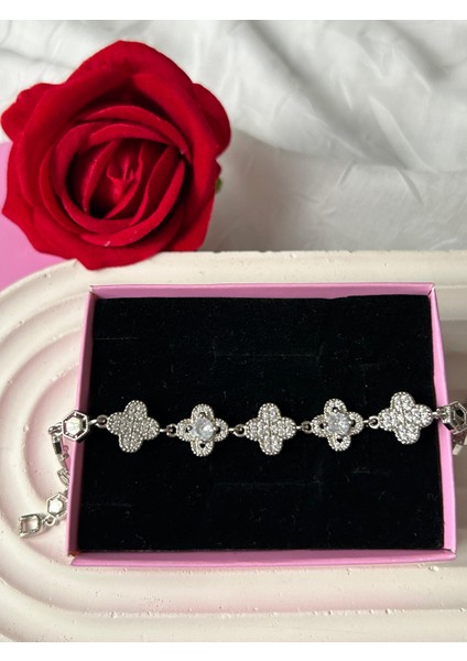 Zirkon Taşlı Bileklik Gümüş Gold Renk Şık Kadın Bileklik Sevgiliye Hediye Kutuluu indirimleri