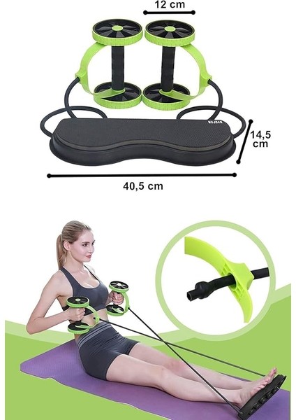 Çok Fonksiyonlu Tekerlekli Karın Bel Göbek ve Vücut Egzersiz Aleti Siyah modelleri