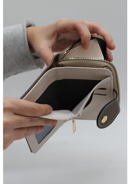 Bozuk Para Gözlü Bol Kartlıklı Vizon Mini Kadın Cüzdanı indirimleri