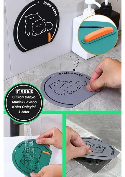 Banyo ve Mutfak Lavabo Koku Önleyici Gider Koruyucu Silikon Sızdırmaz Ped 1 Adet Siyah fırsatları