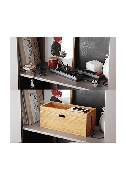 Essentials – Kapaklı Bambu Saklama Kutusu (Şarj Cihazlarını ve Uzatmalı Prizleri ve Kabloları Saklamak Için Uygundur, Kablo Yönetimi Için Kablo Kutusu, Ahşaptan Yapılmıştır) modelleri