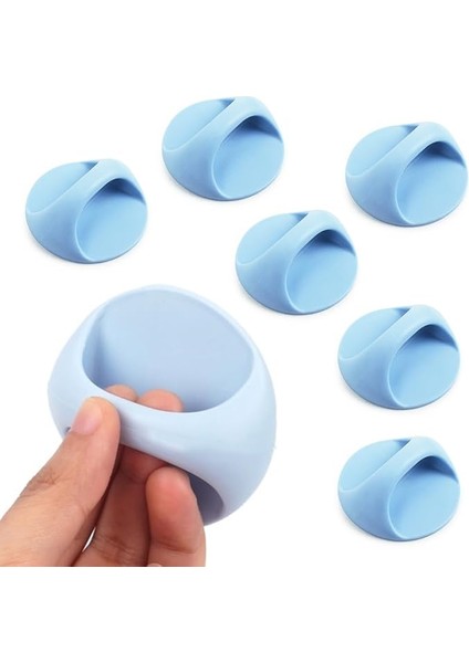 6 Adet Çok Amaçlı Kendinden Yapışkanlı Sürgülü Kapı Açma Kolları Dolap Çekmece Gardırop Kabin Plastik Kulp, Tuvalet Kapağı Açma Kolu, Mavi