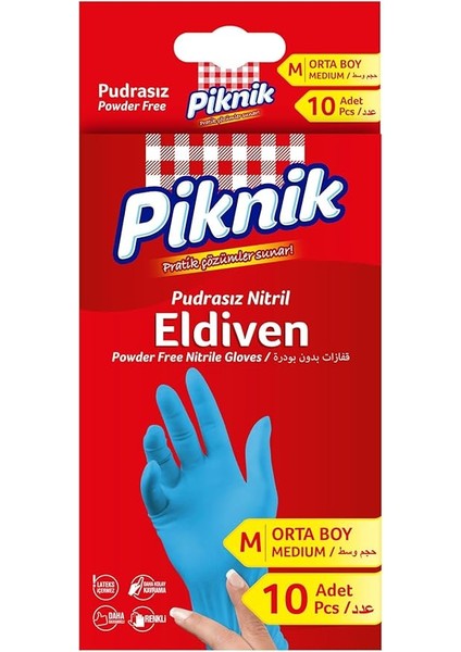 Medium Orta Beden Pudrasız Nitril Eldiven 10'lu