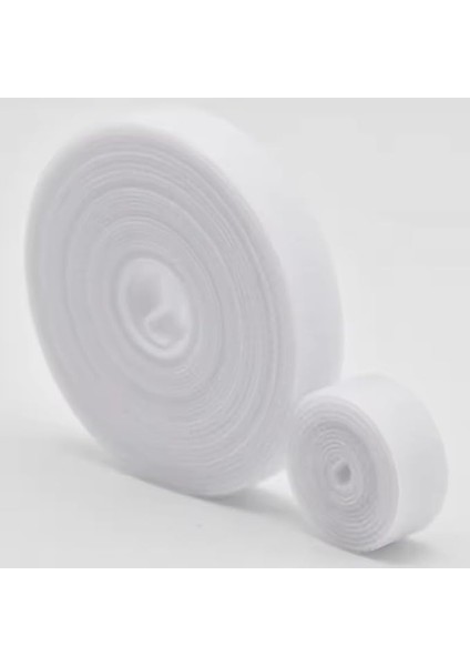 Cırt Cırt Sabitleyici Kablo Düzenleyici 5 Metre x 1cm Kanca ve Döngü Kayışları, Tekrar Kullanılabilir, Çift Taraflı Kanca Rulo Düzenleyici Kayışlar, Bağlama Bandı (Beyaz)
