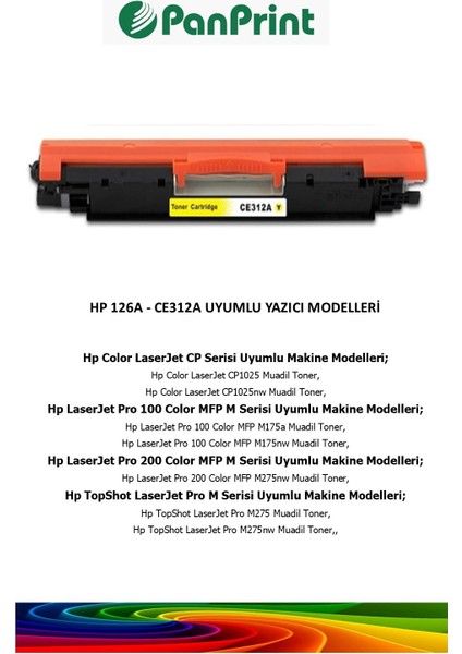 Hp Color Laserjet CP1025NW Sarı Muadil Toner fiyatları