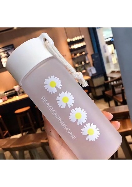 Papatya Desenli Şeffaf Matara 600 ml