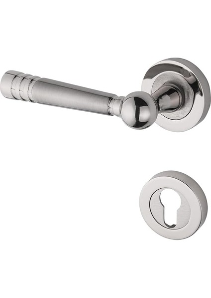 Nikel Saten Rozetli Çelik Kapı Kolu Sol El Ile Açılır Tek Yön 1 Adet