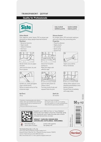 Universal Silikon, Üstün KALITE%100 Şeffaf Silikon, Mutfak, Banyo ve Pencereler Için Hızlı Kuruyan Dolgu Macunu, Sararma ve Küflenme Yapmaz, 50 gr Tüp fiyatları