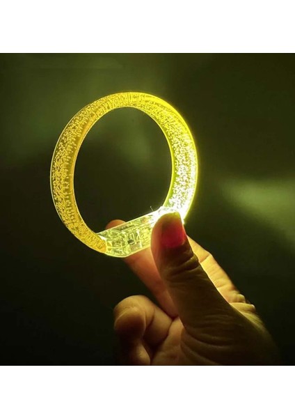 Sarı LED Işıklı Baskı Yapılabilen Pilli Bileklik Bilezik 1,5 cm Genişlik