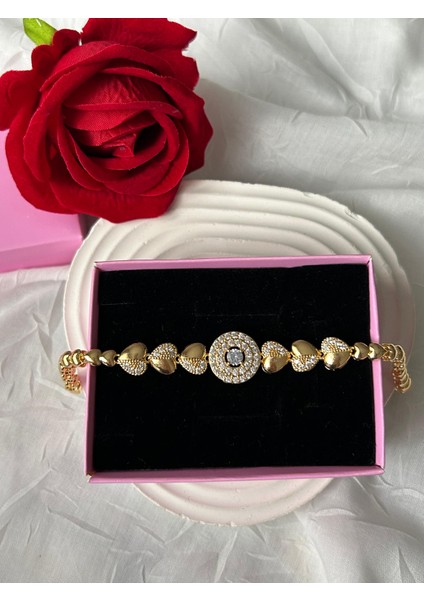 Zirkon Taşlı Bileklik Gümüş Gold Renk Şık Kadın Bileklik Sevgiliye Hediye Kutuluu modelleri