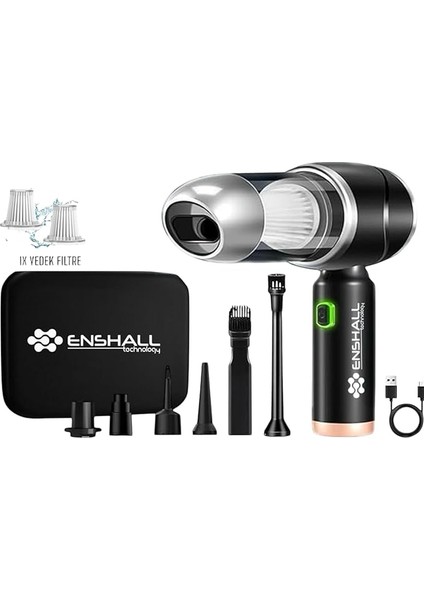 Yeni Kablosuz Şarjlı 3 Kademeli 2ın1 Profesyonel Ultra Çekim Güçlü Mini Araç Süpürgesi