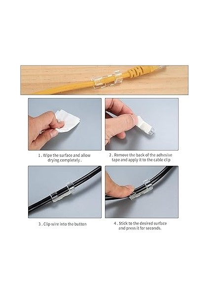 Kablo Sabitleyici Klips, Kablo Düzenleyici Kroşe, Yapışkanlı Kablo Tutucu Klips, Kablo Dağınıklık Önleyici Organizer 20 Adet, modelleri