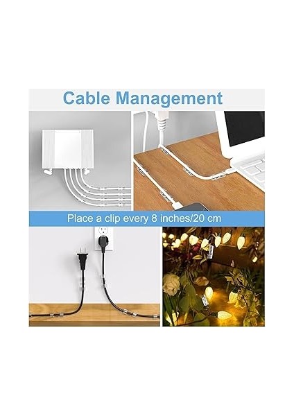 Kablo Sabitleyici Klips, Kablo Düzenleyici Kroşe, Yapışkanlı Kablo Tutucu Klips, Kablo Dağınıklık Önleyici Organizer 20 Adet, indirimleri