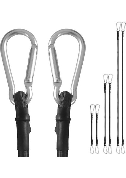 Karabinalı Germe Lastiği, Kancalı Genişletici, Bagaj Gergisi, Lastik Bant, Germe Kayışları, Siyah, Kauçuk Ip, Germe Halatı, Bagaj Için Lastik Gergi, Güneş Tentesi, Bisiklet Brandası (6 Adet 30