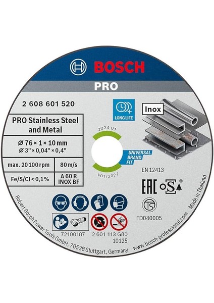 Professional Accessories 5 Adet Kesme Diski (Inox Uzmanı, 10 mm Yuvalı Açılı Taşlama Makinesi Için Aksesuar)