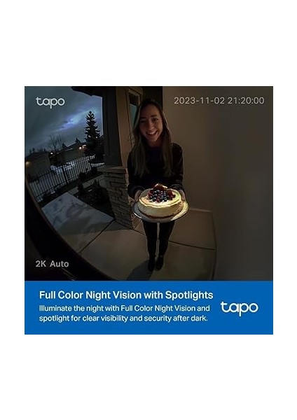 Tapo D210, 2k 3mp, Pille Çalışır, Iki Yönlü Konuşma, IP64, Bulut/yerel Depolama, Alexa ve Google Home ile Çalışır, Kolay Kurulum, Tapo Akıllı Görüntülü Renkli Gece Görüş Destekli Kapı Zili fırsatları