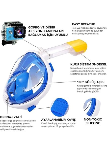 Tam Yüz Dalış Maskesi, Unisex, Siyah, L-Xl fiyatları