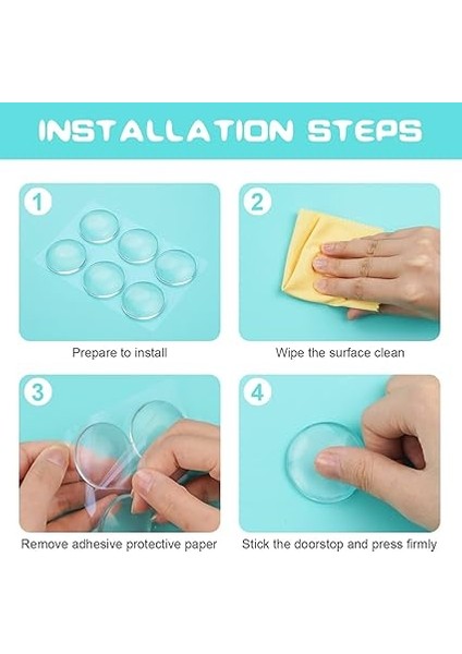 Duvar Kapı Stoperi, 6 Adet Duvar Kapı Stoperi Seti, 40 mm Silikon Kapı Stoperi, Duvar, Kendinden Yapışkanlı, Şeffaf, Yuvarlak, Kapı Kolu Tamponu, Duvar Koruması, Buzdolabı Koruması, Duvar modelleri