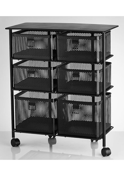 Katlı Bölmeli Tekerlekli Metal Sebzelik (Siyah) modelleri